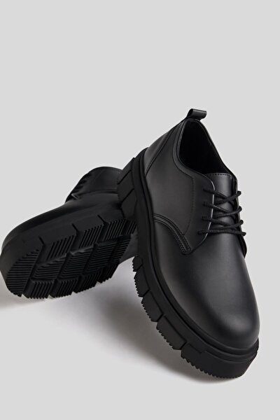 Erkek Siyah Bağcıklı Blucher Ayakkabı