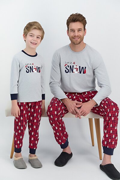 Erkek Uzun Kol Snow Baskılı Pijama Takımı (baba Oğul Takım Yapılabilir Fiyatlar Farklıdır)