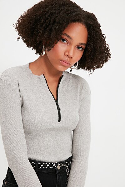 Bluse - Grau - Slim Fit