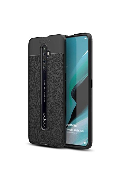 Microsonic Reno 2z Kılıf Deri Dokulu Silikon Siyah