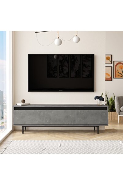 Luvio Tv Ünitesi Sehpası Metal Ayaklı 160cm Beton-siyah Lv1-rl
