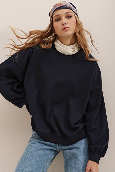 Sweatshirt - Dunkelblau - Oversized