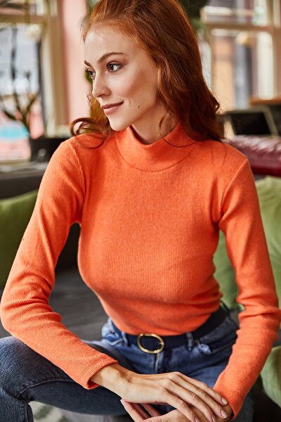Pullover - Orange - Figurbetont