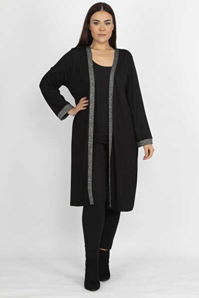 Plus Size Cardigan - Black - Relaxed fit