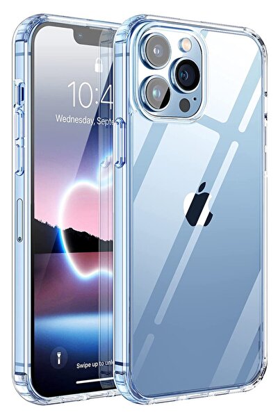Iphone 13 Pro Max Kılıf (6.7 Inch) Şeffaf Yumuşak Silikon Kamera Korumalı Şarj Girişi Tıpalı