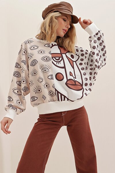 Sweatshirt - Beige - Oversized