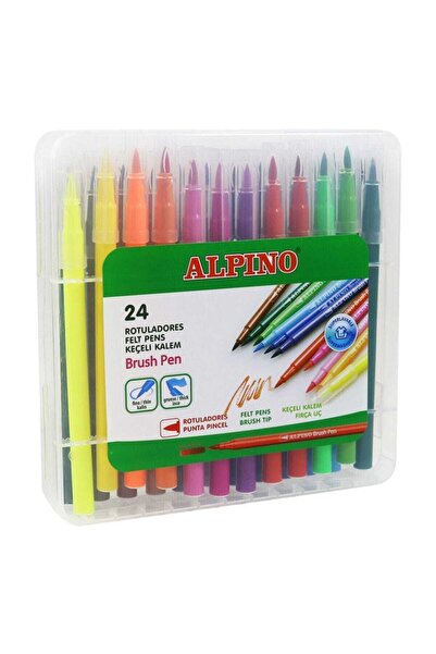 Alpino 24 Renk Fırça Uçlu Keçeli Kalem Ar-000183