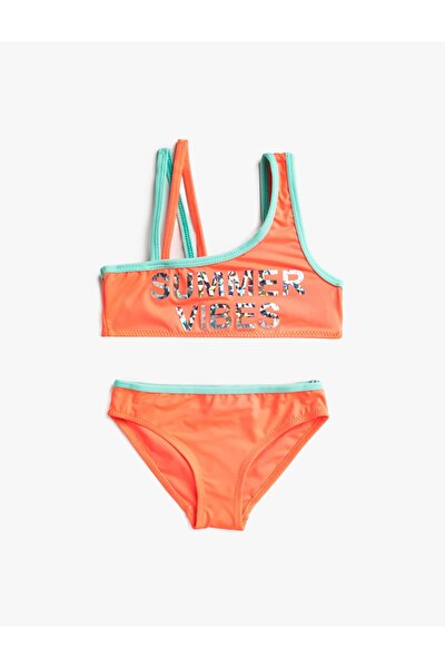 Bikini-Set - Orange - Mit Slogan