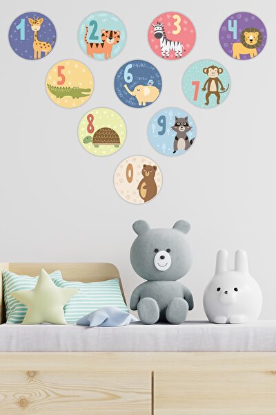 Sevimli Hayvanlar Sayılar Çocuk Odası Duvar Sticker