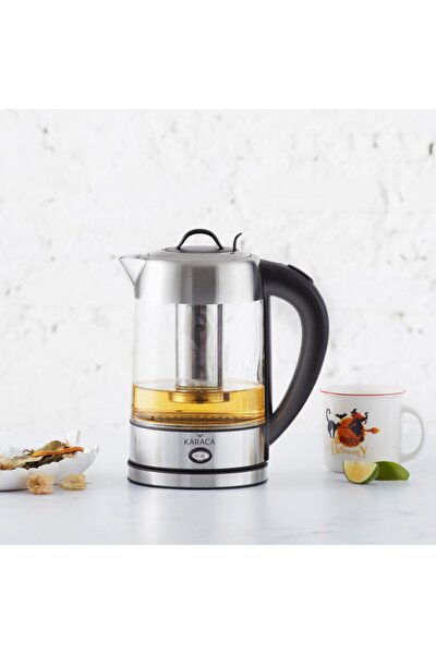 karaca led isikli kettle cam bitki cayi makinesi inox 2202 fiyati yorumlari trendyol