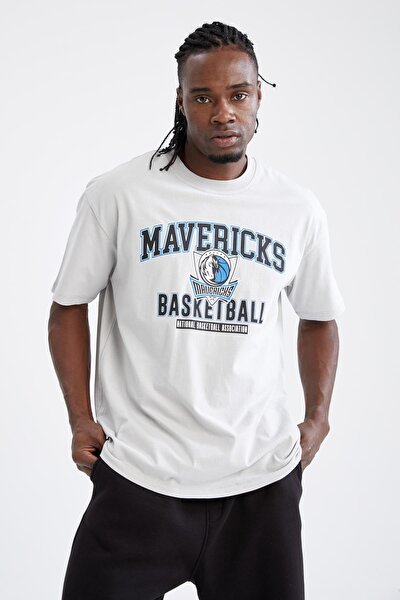 Erkek Gri Nba Dallas Mavericks Lisanslı Oversize Fit Kısa Kollu Tişört V0781AZ21WN