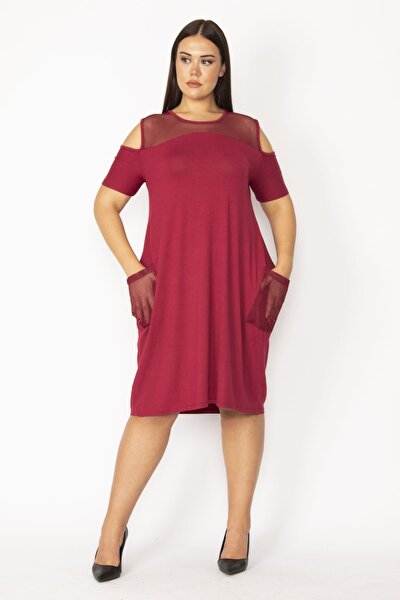 Plus Size Dress - Burgundy - Basic