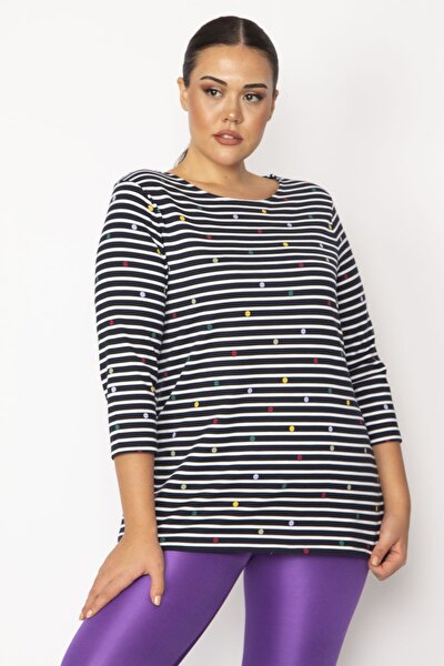 Plus Size Tunic - Navy blue - Relaxed fit