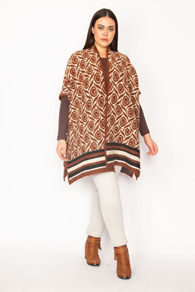 Plus Size Winterjacket - Brown - Poncho