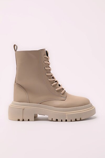 Stiefelette - Beige - Flacher Absatz