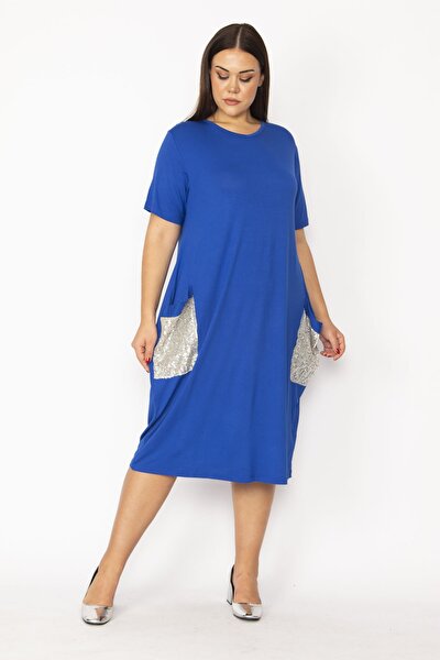 Plus Size Dress - Blue - Ruffle hem