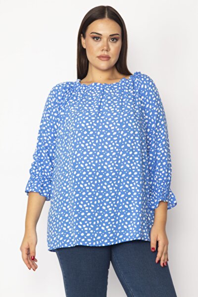 Plus Size Blouse - Blue - Relaxed fit