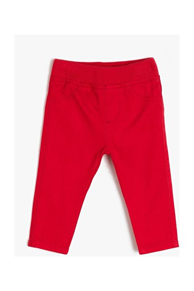 Kız Bebek Kırmızı Rahat Kesim Pantolon
