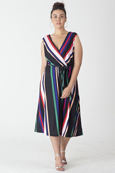 Plus Size Dress - Multi-color - Ruffle hem