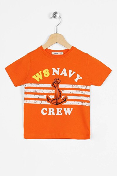 Erkek Çocuk T-shirt Navy Crew Baskılı