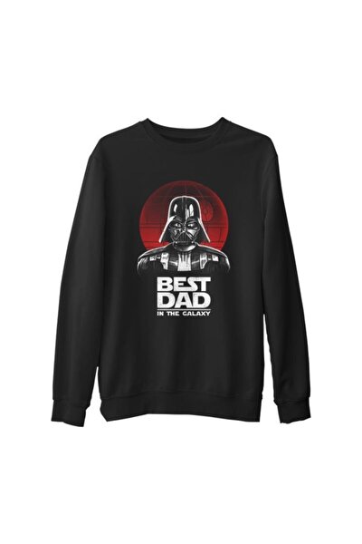 Star Wars - Best Dad Siyah Erkek Kalın Sweatshirt