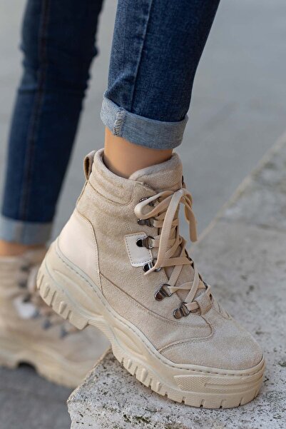 Ankle Boots - Beige - Flat