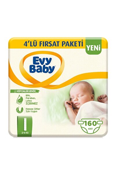 Bebek Bezi 1 Beden Yenidoğan 4'lü Fırsat Paketi 160 Adet (YENİ)