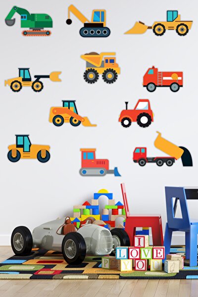 Küçük Iş Araçları Çocuk Odası Duvar Sticker