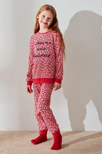 Kırmızı Kız Çocuk Red Florals 2 Li Pijama Takımı