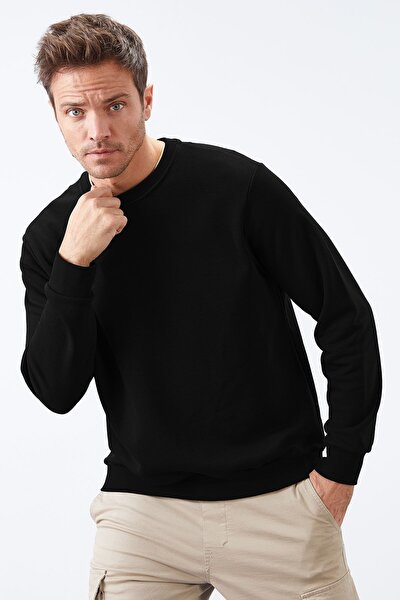 Siyah Erkek Basic O Yaka Rahat Form Sweatshirt - 88053