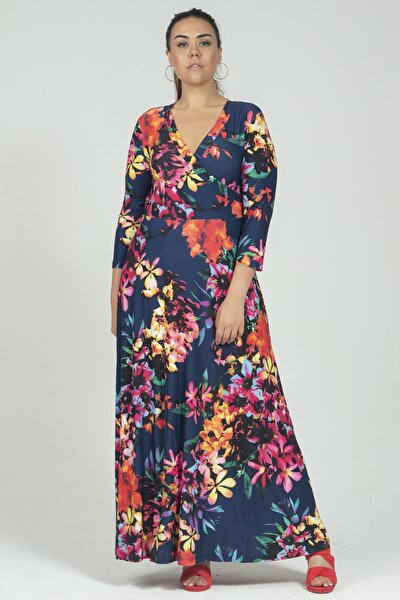 Plus Size Dress - Multi-color - Wrapover