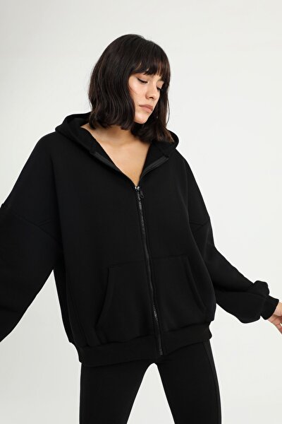 Kadın Siyah Oversize Sweatshirt