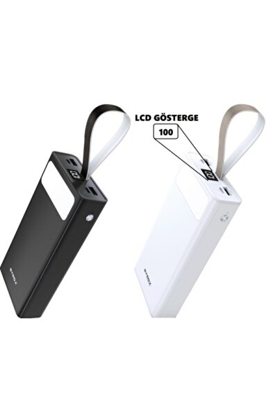 Yeni 30000 Mah Led Panel Göstergeli Taşınabilir Şarj Powerbank Siyah Renk
