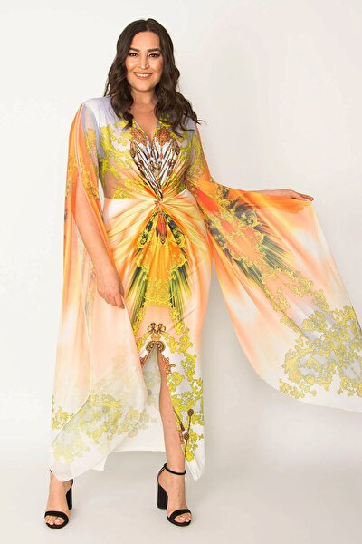 Plus Size Evening Dress - Multi-color - Asymmetric
