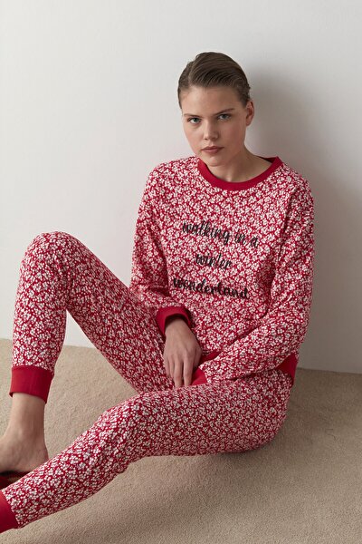 Kırmızı Wonderland Pijama Takımı