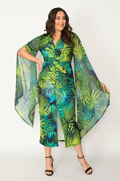 Große Größen in Abendkleid - Mehrfarbig - Asymmetrisch