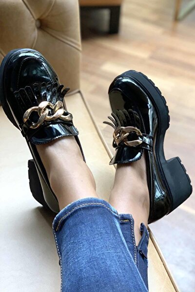 Siyah Rugan Kadın Loafer Ayakkabı K01534070108