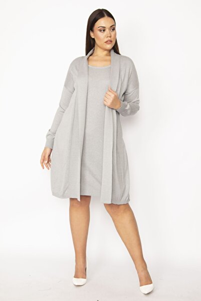 Plus Size Dress - Gray - Ruffle hem