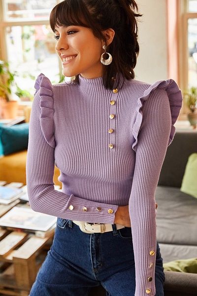 Pullover - Lila - Figurbetont