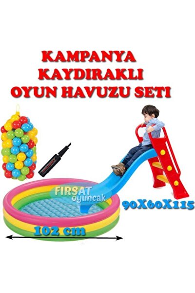 Dolu Kaydirak Cocuk Oyun Havuzu Tabani Sisimeli 100 Adet Top Sisirme Pompasi Tam Set 16 Trendyol
