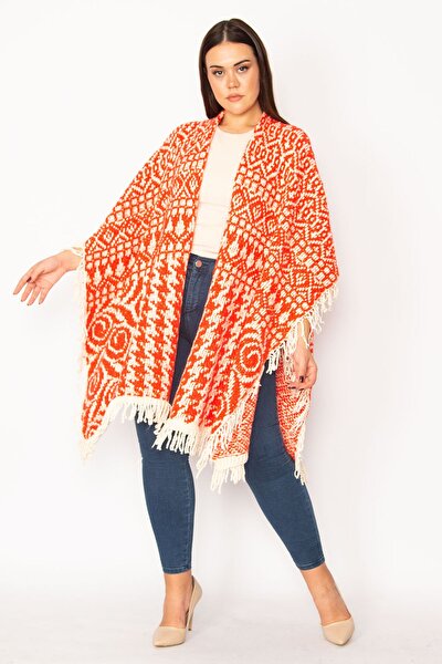 Plus Size Winterjacket - Orange - Poncho