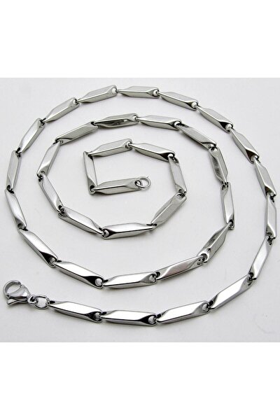 Erkek Çelik Kolye Küp Üçgen Model Zincir Eck05