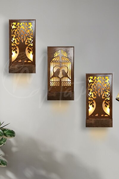 msagwoods piller dahil peri ledli desenli duvar susu masif ahsap 18x36 tablo gece lamba antre hol ev hediyesi fiyati yorumlari trendyol