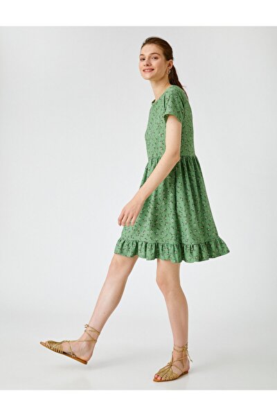 Kadın Yeşil Çiçekli Elbise