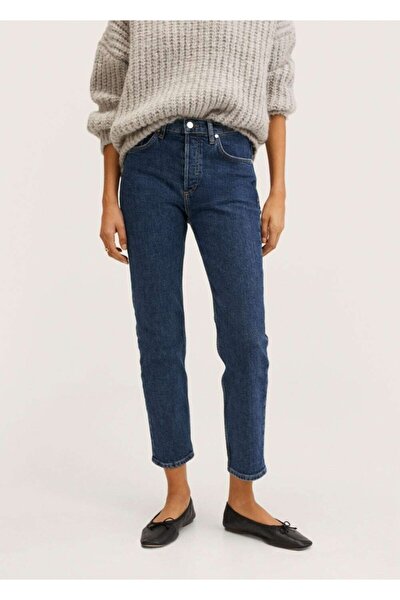 Kısa Paçalı Orta Bel Yükseklikli Slim Fit Jean