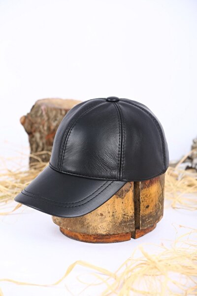 Siyah Hakiki Deri Beyzbol Şapka