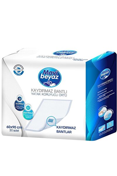 Mavi Beyaz Hasta Alt Acma Yatak Koruyucu Ortu 60 90 Cm 120 Adet 4pk 30 Kaydirmaz Bantli Trendyol