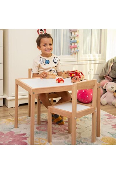 Montessori Çoçuk Çalışma Masası Takımı - Natürel