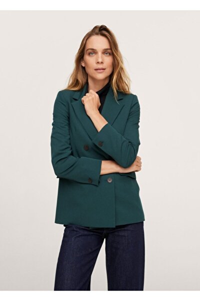 Kadın Yeşil Kruvaze Yakalı Blazer Ceket