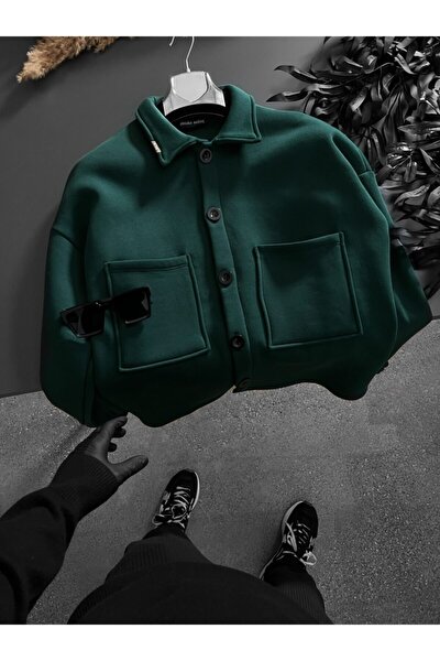 Erkek Yeşil Oversize Basic Ceket